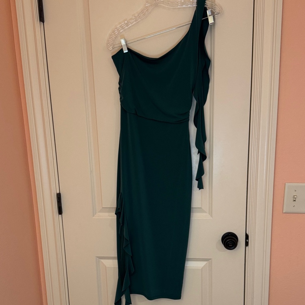Emerald Sundae One-Shoulder Teal Dress